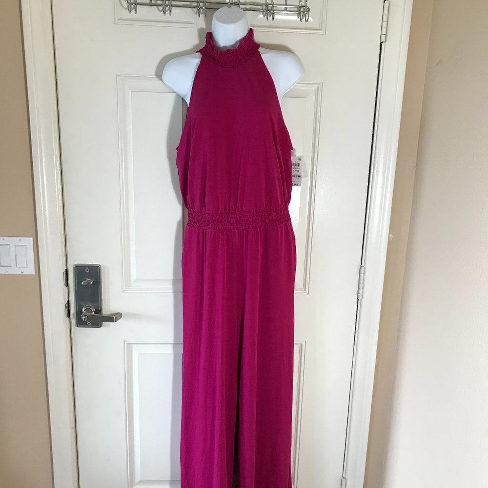 INC International Concepts Magenta Halter Jumpsuit